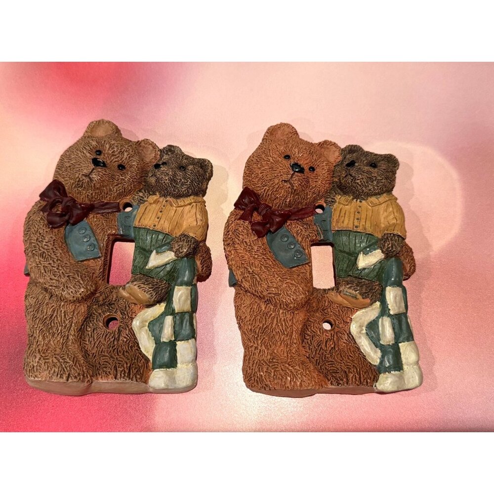 Set of 2 Vintage 1996 Figi Graphics‎ Teddy Bear Light Switch Covers